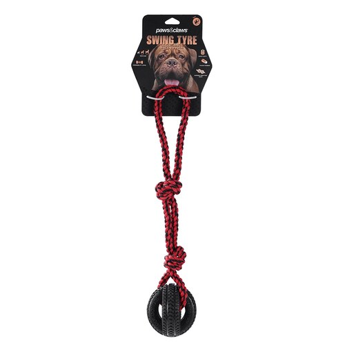 Paws & Claws 4-Way TPR 50cm Tyre Rope Tugger - Black/Red