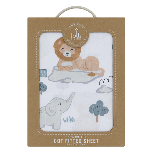 Lolli Living Cot Fitted Sheet Cotton Day at the Zoo