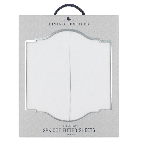 2PK Living Textiles Baby 135cm Cotton Jersey Cot Fitted Sheet White