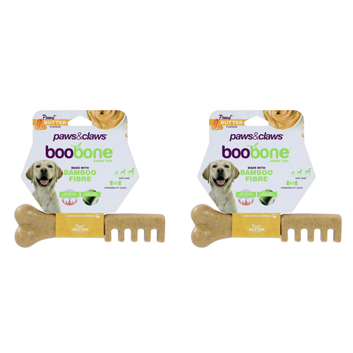 2x Paws & Claws Boobone Toothbrush Peanut Butter 18.5cm