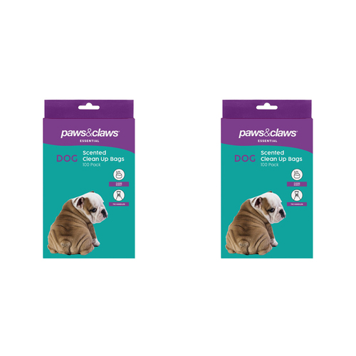 2x 100PK Paws & Claws Scented Puppy Clean Up Bags