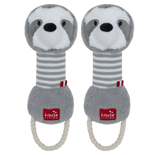 2PK Louie Living Urban 34x11cm Silas The Sloth Dog/Pet Toy - Grey