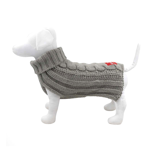 Louie Living Dog/Pet Cable Knit Sweater Large Grey