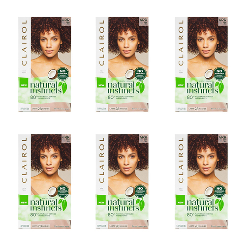 6PK Clairol Natural Instincts Hair Colour - 4RV Dark Red