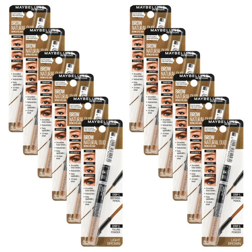 12PK Maybelline Brow Natural Duo Women Makeup Light Brown 20g