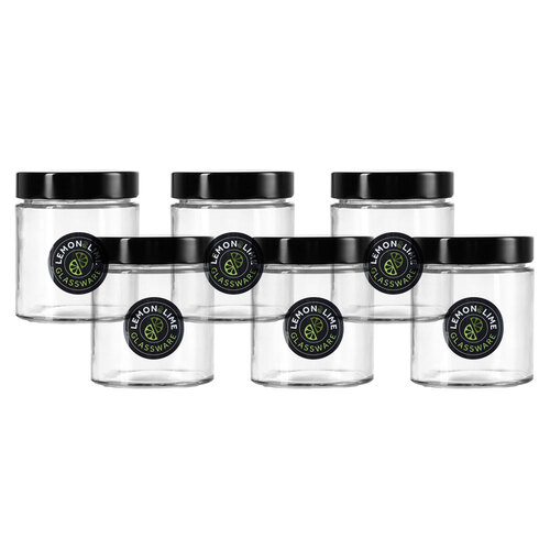 6PK Lemon & Lime Soho 470ml Glass Preserve Jar w/ Black Lid - Clear