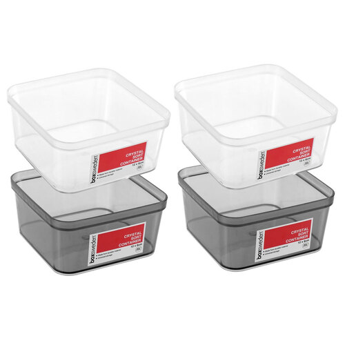 4PK Boxsweden Crystal Sort Container Square 12X6cm Assorted