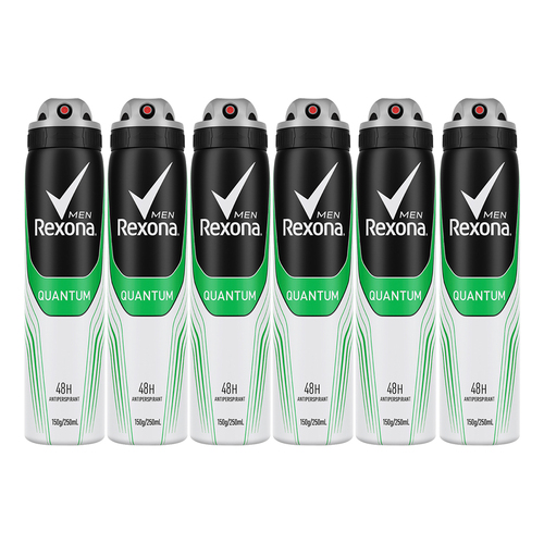 6x Rexona Anti-Perspirant 250ml Deodorant Quantum Men