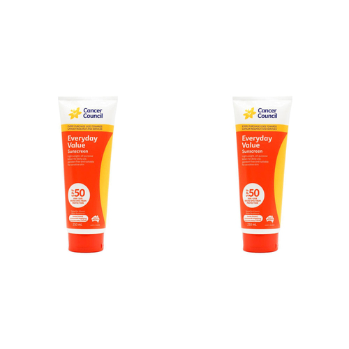 2PK Cancer Council 250ml Everyday Value Sunscreen SPF50 Lotion