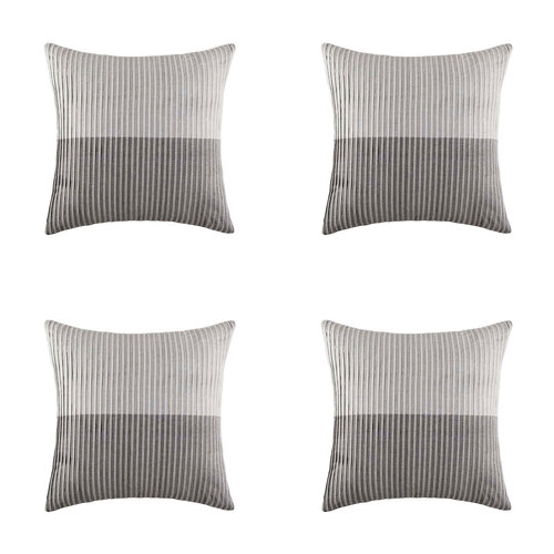 4PK Kas Australia Pleated Euro Throw Pillowcase 65x65cm - Grey