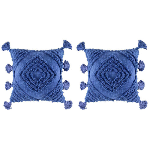 2PK Kas Australia Daffie Filled Cushion Decor Square 50x50cm - Blue