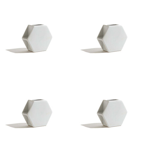 4PK Ben David Hex Flower Vase Home/Lounge Decor Small - White