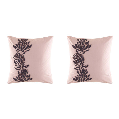 2PK Kas Australia Dalby Euro Throw Pillowcase 65x65cm - Blush