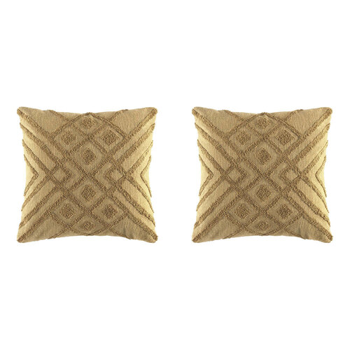 2PK Kas Australia Navari Filled Cushion Decor Square 50x50cm - Wheat