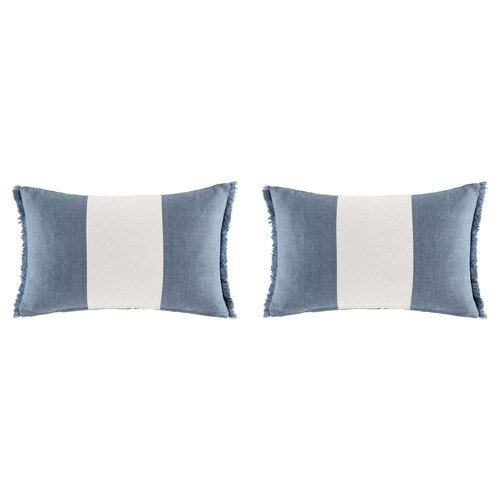 2PK Kas Australia Ashton Filled Cushion Decor Rectangular 35x55cm - Denim