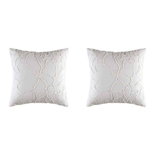 2PK Kas Australia Elsa Filled Cushion Decor Square 50x50cm - White