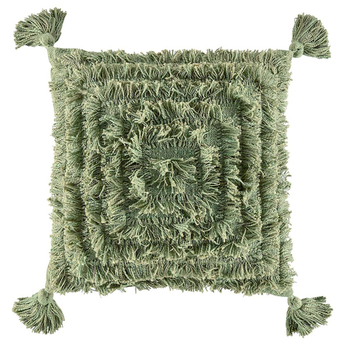 Kas Australia Fringe Filled Cushion w/ Tassle Decor Square 50x50cm - Olive