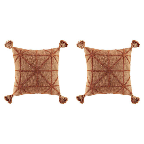 2PK Kas Australia Ezra Filled Cushion w/ Tassle Decor Square 50x50cm - Almond