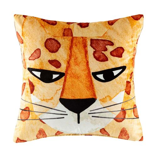 Kas Kids Cheetah Filled Cushion Decor Square 45x45cm - Orange