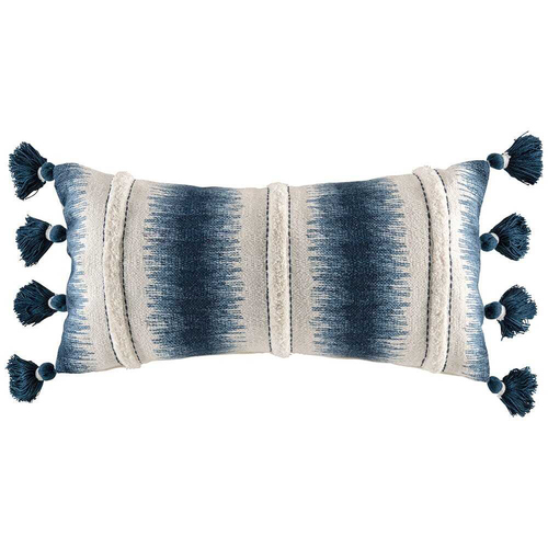 Kas Australia Juliette Filled Cushion Decor w/ Tassle Rect 35x70cm - Navy