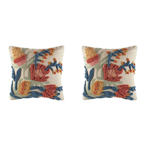 2PK Kas Australia Ferndale Filled Cushion Decor Square 50x50cm - Multicoloured