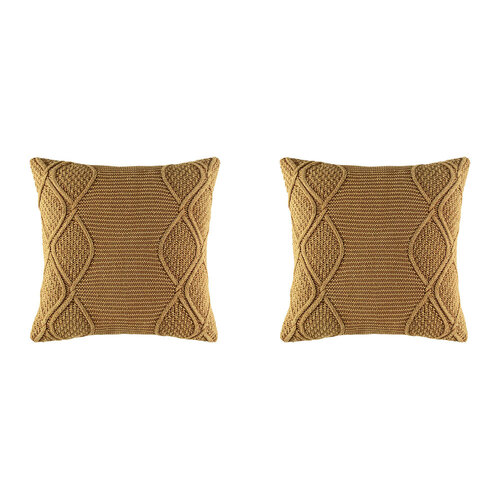 2PK Kas Australia Angus Filled Cushion Decor Square 50x50cm - Mustard