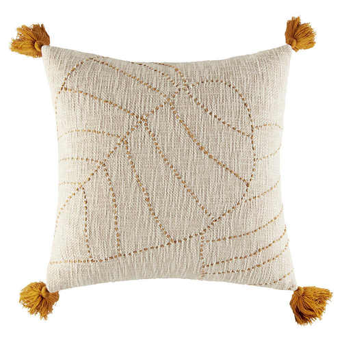 Kas Australia Tate Filled Cushion Decor w/ Tassle Square 50x50cm - Natural