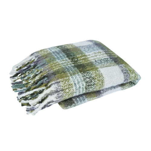 J. Elliot Aiden Faux Mohair 130x160cm Throw Blanket - Olive Multi