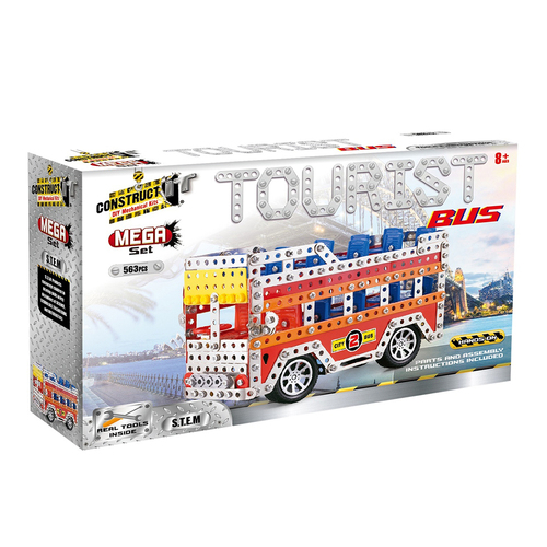 563pc Construct IT Mega Set DIY Tourist Bus Toy w/ Tools Kit Kids 8y+