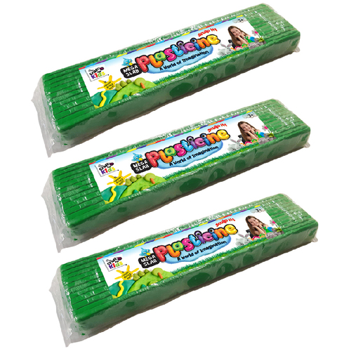 3PK Craft For Kids Mega Slab Plasticine 500g Clay Block Green 3y+