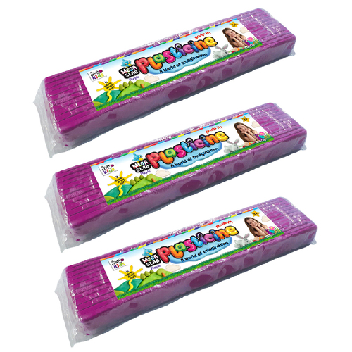 3PK Craft For Kids Mega Slab Plasticine 500g Clay Block Purple 3y+