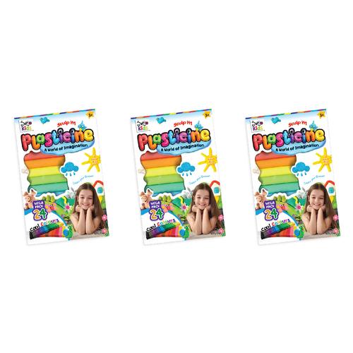 3PK 24PK Craft For Kids Plasticine 400g Mega Pack 24-Colour Clay 3y+