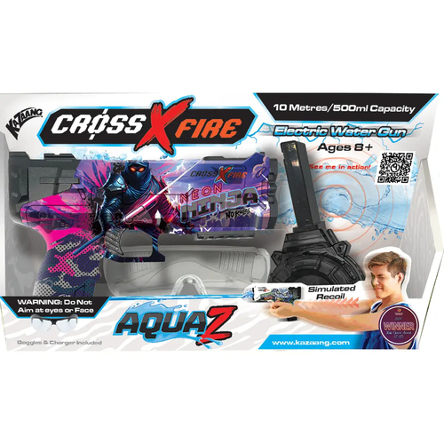 Kazaang CrossXFire AquaZ Electric Water Gun Kids Toy - Neon Ninjas 8y+