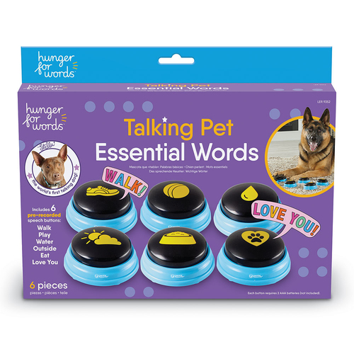 6pc Hunger for Words Talking Pet Essential Words Speach Buttons