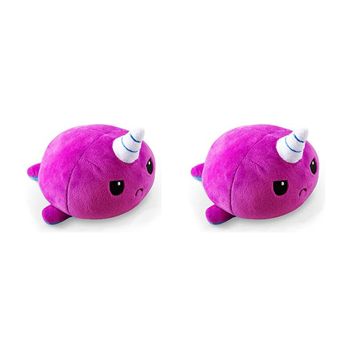 2PK Tee Turtle Reversible Plushie Plush Toy Narwhal Purple/Blue 3y+