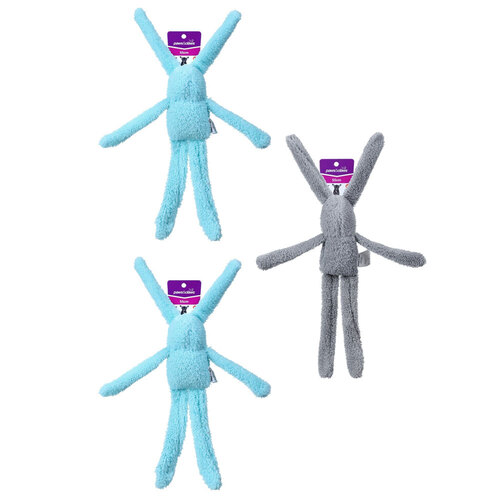 3PK Paws & Claws Plush Rabbit Rag Doll Pet Toy 55cm Assorted