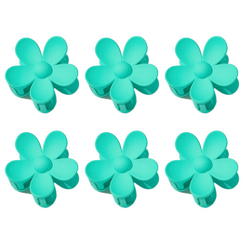 6PK Kids/Children Non-Slip Plastic Flower Claw Hair Clip 7x7cm - Assorted 