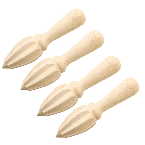 4x Cuisena Manual Wooden Citrus Juicer & Reamer - Cream