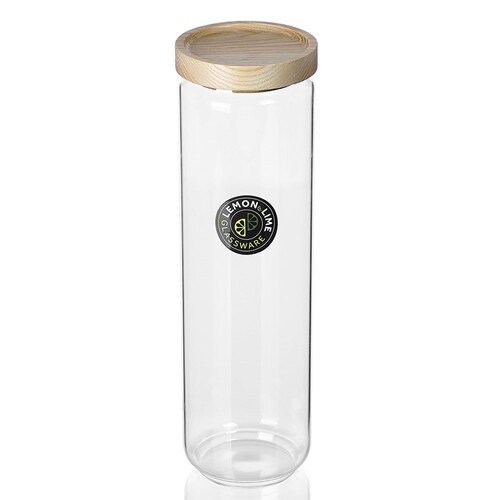 Lemon And Lime Woodend Beach Glass Canister 1.65L