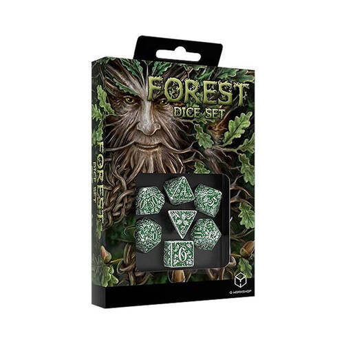 7pc Q-Workshop Forest Plastic Dice Game RPG Set Tundra Green