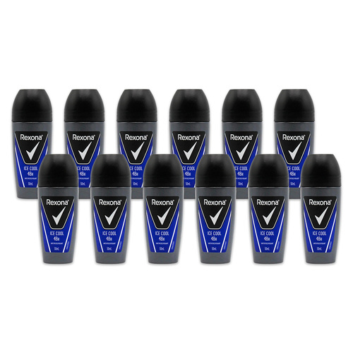 12PK Rexona 50ml Antiperspirant Mens Roll On 48h Deodorant Ice Cool