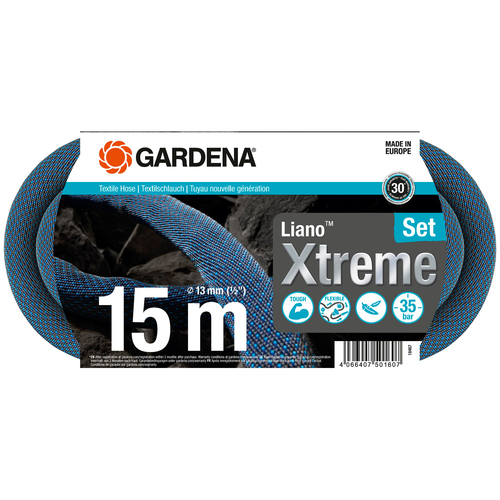 Gardena Textile Liano Xtreme 15m Watering Hose Set