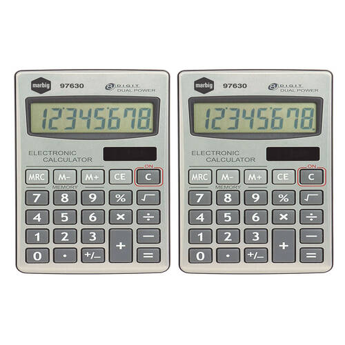 2PK Marbig 8 Digit Calculator Handheld