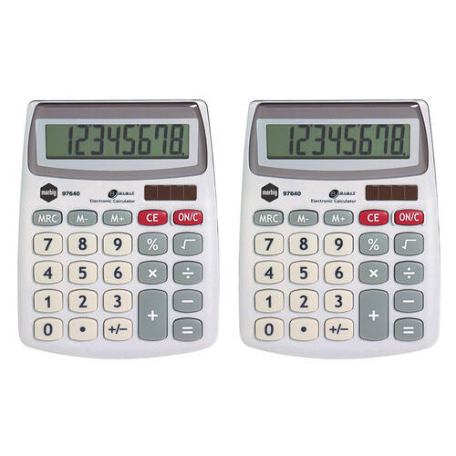 2PK Marbig 8 Digit Compact Desktop Calculator