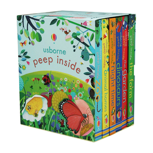 6pc Usborne Peep Inside Kids Reading Picture Book Box Gift Set 3y+