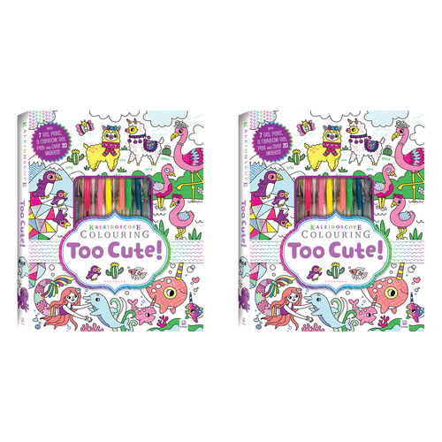 2x Kaleidoscope Colouring: Too Cute! Kit Colouring Activity Kit 