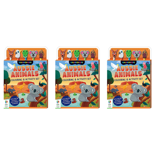 3x Kaleidoscope Aussie Animals Colouring & Activity Set Colouring Book 3y+