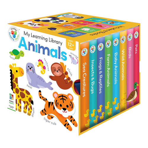 8PK Building Blocks My Little Library Cube: Animals Educational Book 12m+