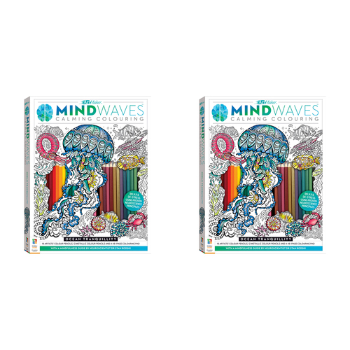 2PK Art Maker Mindwaves Kids/Adults Colouring Kit Ocean Tranquillity w/30 Pencils