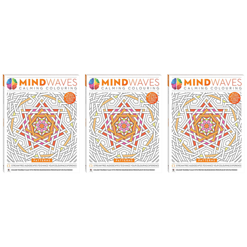 3x Art Maker Mindwaves Calming Colouring: Patterns Adult Activity Book 